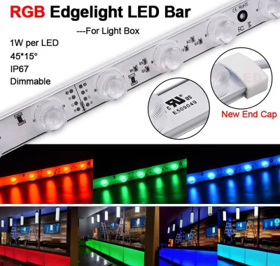 Alto brilho IP67 economizador de energia SMD3030 24LEDs/M RGB cor ajustável borda iluminada LED barras de luz para caixa de luz